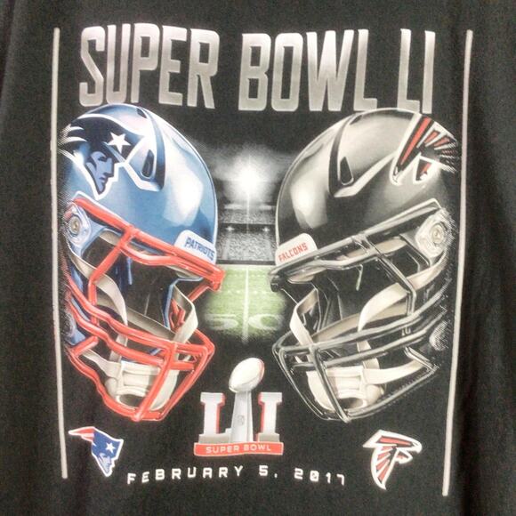 NFL Super Bowl LI 51 2017 Football Patriots Falcons Shirt 2XL - Picture 2 of 4